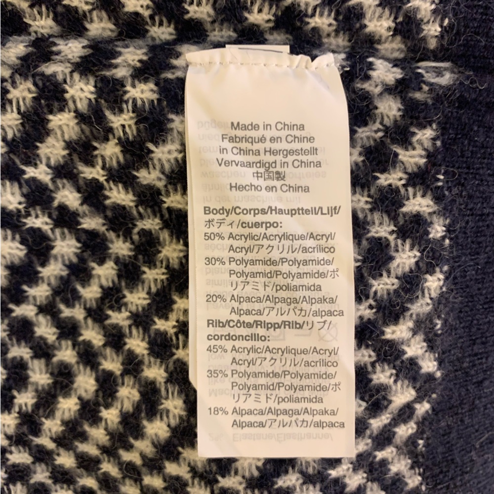 J. Crew button-detail mockneck sweater navy ivory herringbone | S - Picture 8 of 10